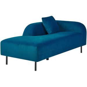 Beliani LE CRAU - Chaise longue - Blauw - Rechtszijdig - Fluweel