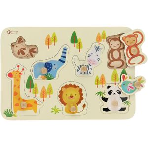 Classic World World Houten Noppenpuzzel Wilde Dieren, 8st.