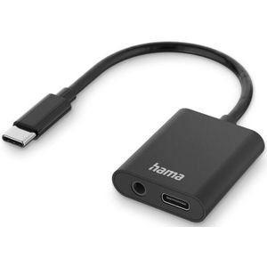 Hama 2in1 Audio-/oplaadadapter USB-C - USB-C En 3,5-mm-jack Audio Zwart