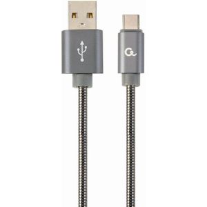 Premium USB Type-C laad- & datakabel 'metaal', 2 m, metallic-grijs