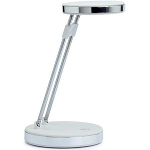 MAUL bureaulamp LED Puck op voet, verschuifbaar in hoogte, daglicht wit licht, wit