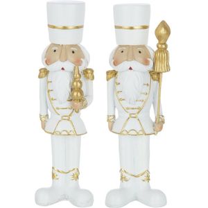 J-Line figuur Notenkraker - resine - wit/goud - medium - 2 stuks