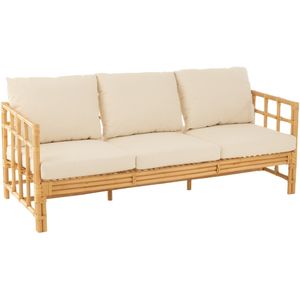 J-Line sofa Elise + kussen 3 Personen - rotan/textiel - naturel/wit