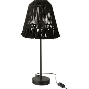 J-Line Mila tafellamp - jute - zwart - woonaccessoires