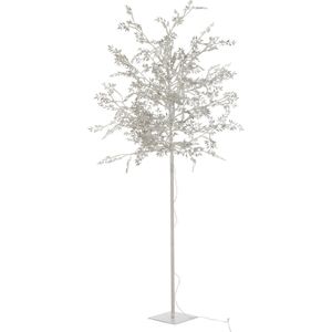 J-Line Kerstboom blaadjes - wit & glitters - 180 cm - LED lichtjes - kerstversiering voor binnen