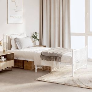 Bedframe met hoofd- en voeteneinde staal wit