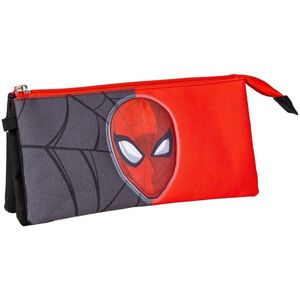 Pennenetui met 3 vakken Spider-Man Rood Zwart 22,5 x 2 x 11,5 cm