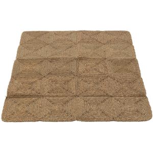 J-Line tapijt Vierkanten Geweven Touw - polyester - naturel