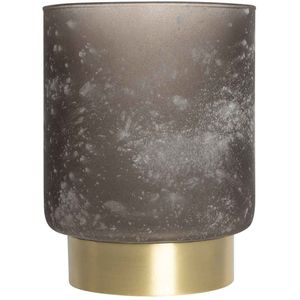 PTMD Sanna Windlicht - H10 x Ø10 cm. - Frosted Glas - Grijs Goud