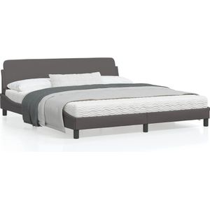 Bedframe met hoofdbord kunstleer grijs 180x200 cm