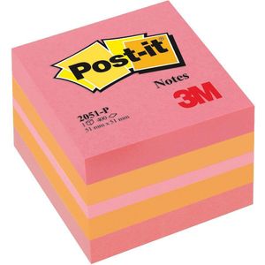 Post-it Notes mini kubus, 400 vel, ft 51 x 51 mm, roze