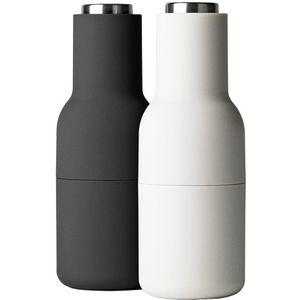 Menu - Bottle Grinder - Peper- & Zoutmolen - Ash/Carbon Steel - Zwart/Lichtgrijs RVS - Set van 2