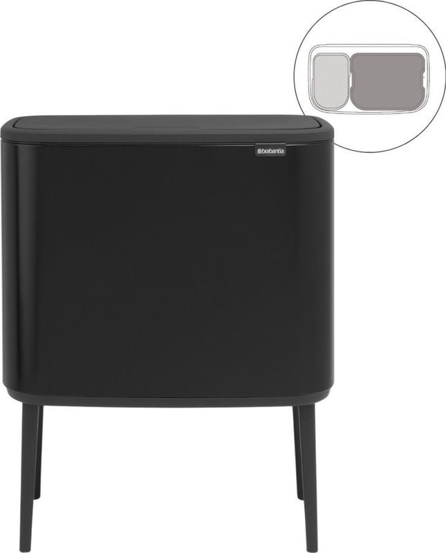 Brabantia - Bo Touch Bin - Prullenbak - Matt Black - 11 + 23 Liter - Afvalscheiding