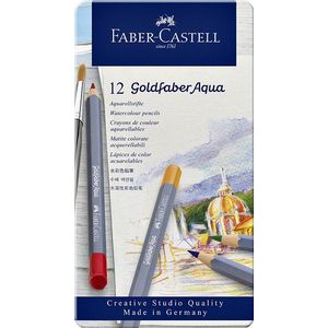 12 Aquarelpotloden Faber-Castell Goldfaber in bliketui