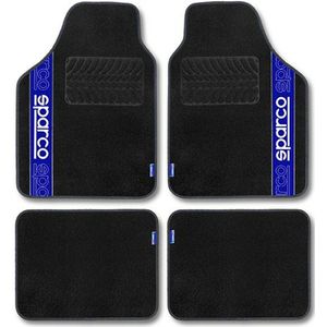 Vloermattenset voor auto Sparco F510 Tapijt Universeel Zwart Blauw 4 Onderdelen