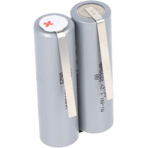 Batterij geschikt voor haartrimmer 2,4 volt NiMH Mignon AA 2000 mAh tot max. 2200 mAh, 49 x 15 x 28