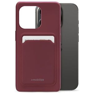 Mobilize Rubber Gelly Card Case Apple iPhone 15 Pro Matt Bordeaux