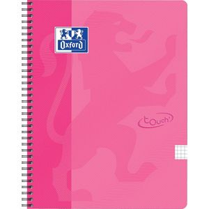 Oxford School Touch spiraalblok, ft A4, 140 bladzijden, geruit 5 mm,  roze