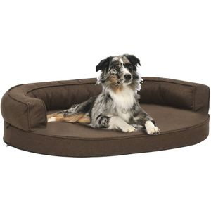 Hondenbed ergonomisch linnen-look 75x53 cm bruin