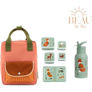 BEAU by Bo Sticky Lemon rugzak small + A Little Lovely Company back to school set Bosvriendjes