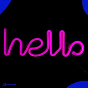 Neon Lamp - Hello Roze - Incl. 3 Batterijen - 12 x 34 cm