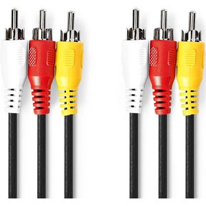 Composiet Videokabel | 3x RCA Male - 3x RCA Male | 10 m | Zwart Nedis