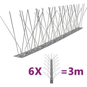 VidaXL Vogel- en Duivenpinnen 5 Rijen 6 st 3 m Roestvrij Staal