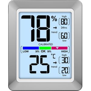 Technoline WS 9460 - modern binnenklimaatstation met weergave van temperatuur en vochtigheid in chro