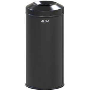 ALDA, Brandwerende prullenbak 12L, 43xØ20 cm, zwart - zwart / Content