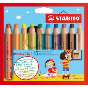 STABILO woody 3in1 kleurpotlood, etui van 10 stuks, assorti