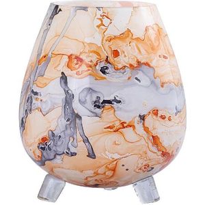 PTMD Windlicht Jamillia - 19x19x21 cm - Glas - Oranje