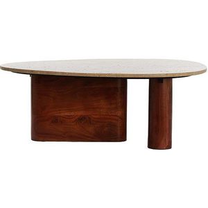 Light&living A - Salontafel 90x72x31 cm MAHELONA travertin zand+hout bruin