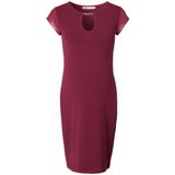 Queen Mum - Jurk - Donker Rood - Leather Look Mouwen