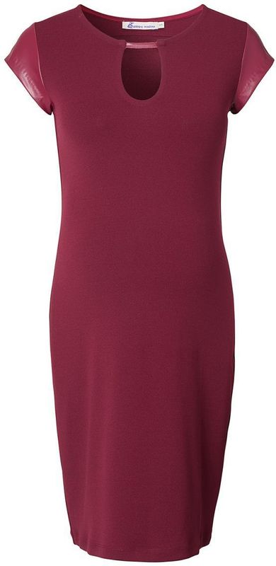 Queen Mum - Jurk - Donker Rood - Leather Look Mouwen