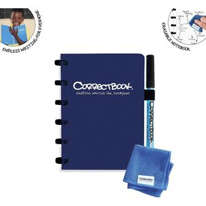 Correctbook A6 Original: uitwisbaar / herbruikbaar notitieboek, gelijnd, Midnight Blue (marineblauw)