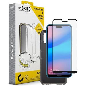SoSkild Huawei P20 Lite Defend Heavy Impact Case Smokey Grey and Glass Screen Protector