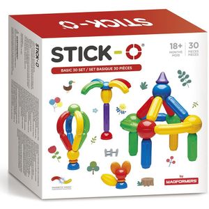 Stick-O Basic Set - 30 onderdelen -magnetisch speelgoed - speelgoed 1 jaar - peuter speelgoed jongens en meisjes - baby speelgoed - speelgoed jongens 2 jaar