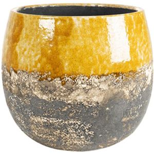 Lindy Ochre okergele pot 23 cm ronde bloempot voor binnen