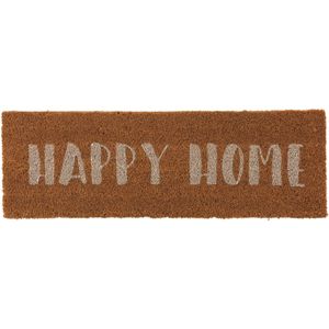 J-Line Happy Home deurmat voor binnen & buiten - kokosvezel - naturel/wit