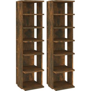 vidaXL-Schoenenrekken-2-st-27,5x27x102-cm-bewerkt-hout-gerookt-eiken