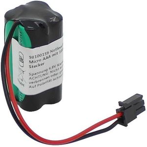 Noodverlichting batterij NiMH 4.8V 600mAh F2x2 Micro AAA met 100mm kabel en stekker