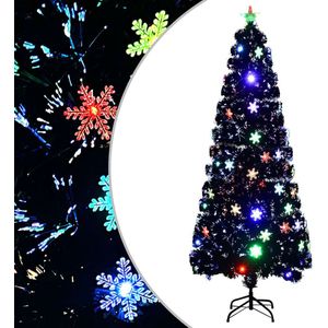 VidaXL Kerstboom met LED-sneeuwvlokken 240 cm glasvezel zwart