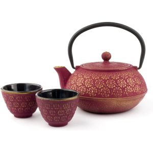 Bredemeijer - Giftset Shanghai 0,6L roze/goud met twee kopjes