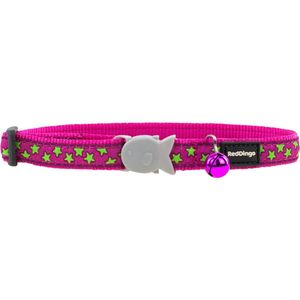 Hondenhalsband Red Dingo STYLE STARS LIME ON HOT PINK 31-47 cm