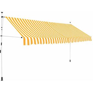 Luifel handmatig uitschuifbaar 350 cm geel en witte strepen