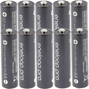 10 Panasonic eneloop pro Ni-MH-batterij, AA Mignon, 2500 mAh met extra krachtige prestaties en AccuC