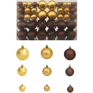 Kerstballenset 6 cm bruin/brons/goud 100-delig