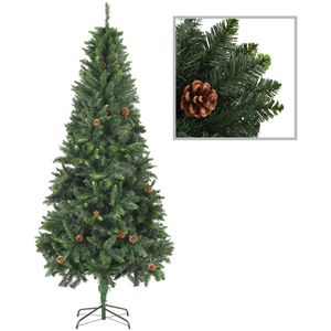 Kunstkerstboom met dennenappels 210 cm groen