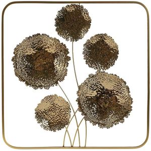 Wanddecoratie Home ESPRIT Gouden Bloem 50 x 5 x 50 cm