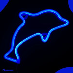 Neon Lamp - Dolfijn Blauw - Incl. 3 Batterijen - 21 x 27 cm